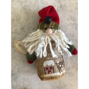 Tii Collections Santa Burlap Farmhouse Plush Primitive NWT Shelf Sitter Vintage